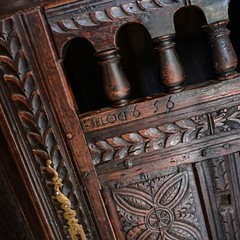 Vintage Spanish Colonial Revival Style Oak Cupboard Hutch Cabinet or Dry Bar
