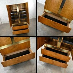 Vintage Modern Rosewood & Brass Plate Wardrobe Milo Baughman for Thayer Coggin