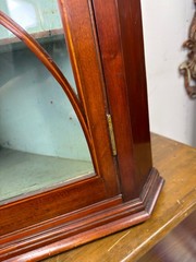 Antique Georgian hanging corner cupboard inlaid dental molding mahogany 18th