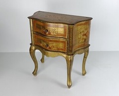 Florentine Nightstand End Table Hall Cabinet Chest of Drawers Gold Gilded Mid Ce