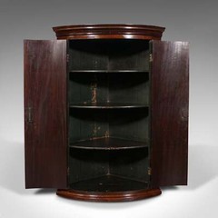 Antique Corner Cabinet, English, Bow Front, Hanging Cupboard, Georgian, C.1780