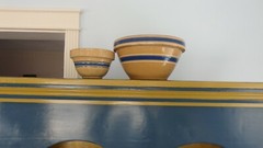 Country Painted Pine Open Top Step back Yelloware Cupboard