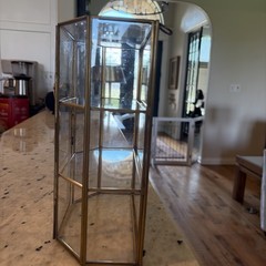 Vintage 3-Tier Brass Glass Mirrored Curio Cabinet Hanging Display Box