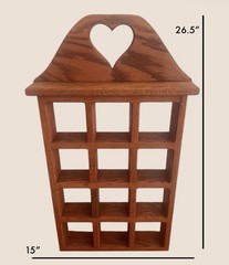 Vintage Heart Cut Out Wood Trinket Wall Display Shelf 12 Cubbies Cottage Granny