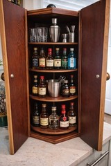 Vintage Rotating Bar Cabinet | Mid-Century Spanish Revival Liquor Cabinet