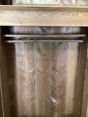 Antique Pine Two Door Wardrobe Cabinet With Removable Shelf & Bar Has Rack