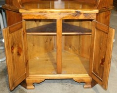 Vintage Solid Knotty Pine Custom Corner Cabinet – Rustic Country American