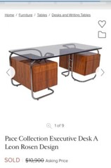  Chocolate Lacquer Tubular Steel Pace collection Leon Rosen Desk Drawers
