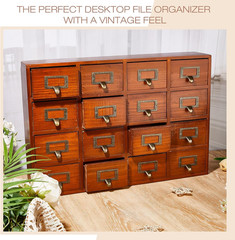16 Drawers Apothecary Cabinet Library Card Catalog Cabinet Tabletop Vintage Apot