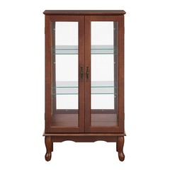 Curio Cabinet Lighted Curio Display Cabinet Walnut (E26 light bulb not included)