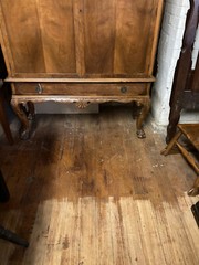 1800s burlwood cupboard/side board. Unrestored beauty. Intricate carving w/key
