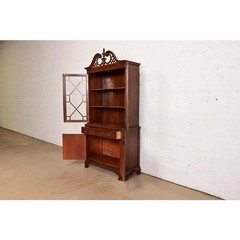 Baker Furniture Style Georgian Mahogany Breakfront Bookcase Cabinet, Circa 1960s