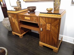 ART DECO SIDEBOARD / BAR WITH DRAWERS WALNUT MAPLE BRONZE FRANCE CIRCA 1930