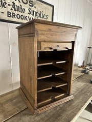 1940s Cabinet Apothecary Industrial Roll Top Multi Drawer Folk Art Hardware