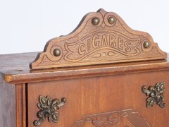 Antique Small Wooden Cabinet with Bronze Ornaments & Carved Details, Art Nouveau