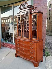 Gothic Breakfront Ornate china cabinet by Hickory Chair Co.