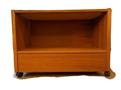 Danish Modern Teak TV Stand/Media Cabinet with Drawer on Casters