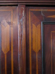 Antique Apothecary Corner cab English Penwork late C1700 Walnut holly inlay
