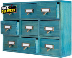 9 Drawers Library Card Catalog Cabinet with Labels Apothecary Cabinet Tabletop..
