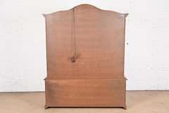 Drexel Heritage French Provincial Carved Oak Lighted Breakfront Bookcase Cabinet