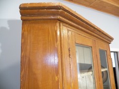 Antique Original Grain Painted Corner Cupboard Cabinet 4 Doors
