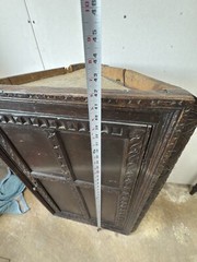 antique hanging corner cupboard pilgrim carved oak primitive 17th century