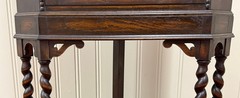 Antique English Jacobean Corner Cabinet Barley Twist Legs Glass Door Oak 1920s