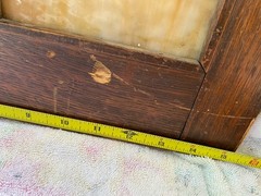 Antique Wood cabinet door Craftsman slag glass Primitive Hoosier architectural