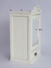 Antique Shabby Chic Wooden Wall Cabinet with Mirror in White Colour, Distressed