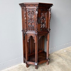 Vintage French Gothic Revival Cabinet/Console/Sideboard, Highly Carved Oak Wood