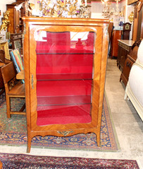 Antique French Rosewood Napoleon III Display Cabinet Glass Door
