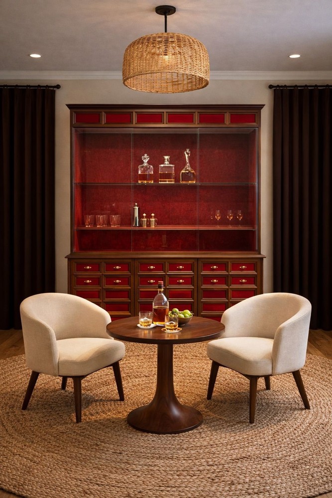 Custom Vintage Mid-Century Modern Mahogany Glass Front Hutch