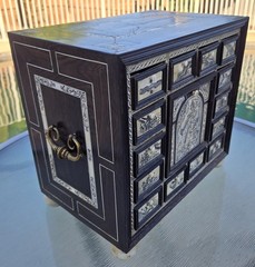 Miniature Ebony Cabinet Engraved Italian Style 10,5″x1 1,1″ x7,2″