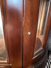 Tea Table End Table Glass Panel Curio Liquor Cabinet Round Side Table Read