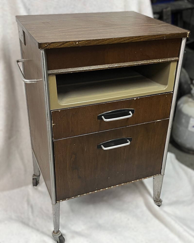 Vintage Mid-Century Hill-Rom Rolling Medical Cabinet – Utility Cart – Table