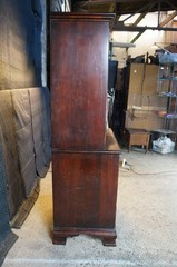 Mid Century Mahogany Stepback China Display Cabinet Hutch Bookcase 68″