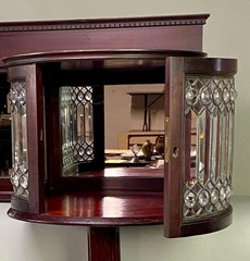 Antique Victorian Jeweled & Beveled Leaded Glass Back Cupboard – 1890s #22467