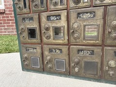 Antique Post Office Boxes Wood Cabinet Vintage United States Box 1886 Pat. Door