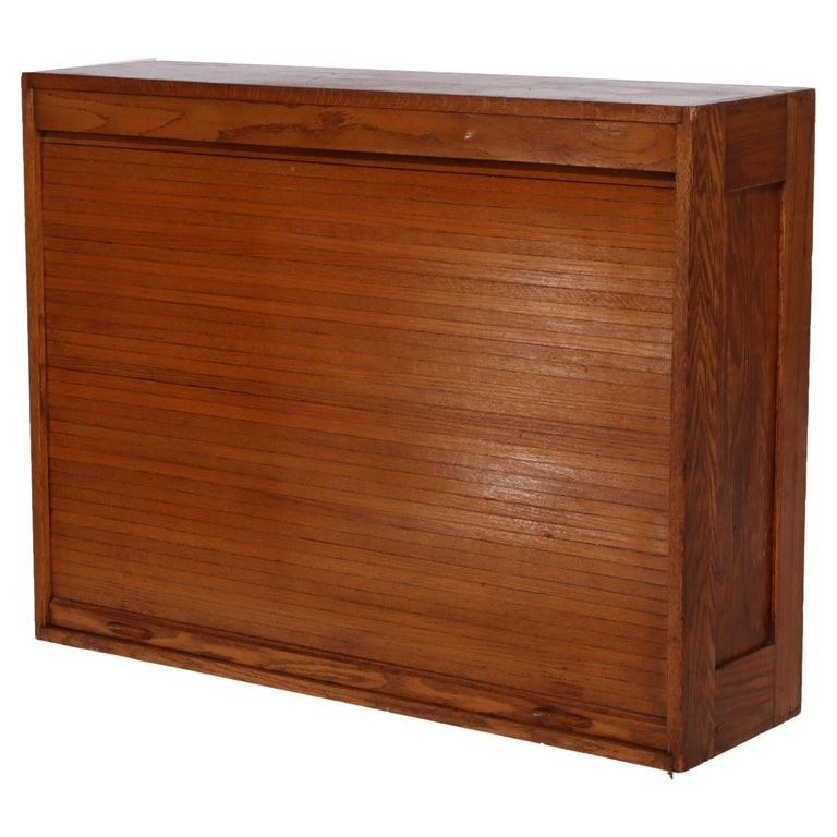 Antique Oak Roll Front Cabinet Circa 1920