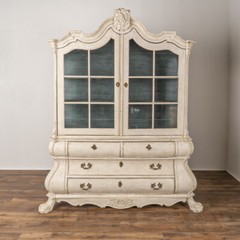 Antique White Painted Rococo Display Cabinet