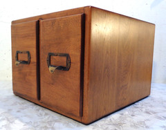 Vintage Antique Oak 2 Drawer Dovetail Card Catalog Index File Cabinet Solid!