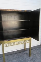 Maitland Smith Hand Painted Chinoiserie Cabinet Cupboard on Brass Stand 5442