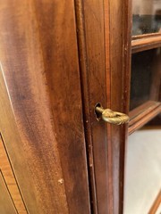 Mahogany Georgian Hanging Corner Cabinet Or Cupboard, 13 Pane Door 38”T
