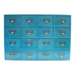 16 Drawers Apothecary Cabinet Library Card Catalog Cabinet Tabletop Vintage Apot
