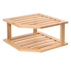 VERTORGAN Bamboo Corner Shelf,2 Tier Plate Organizer for 1 Pc, Natural