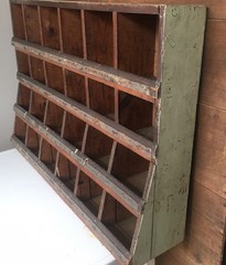 Antique Wood Primitive Cubby Cabinet General Store Rare