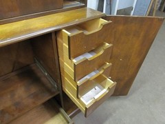 Pair of Traditional Two Section Wooden Storage Cabinets