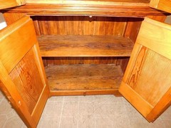 Southern Antique Heart Pine Four Panel Door Cabinet with Dental Molding