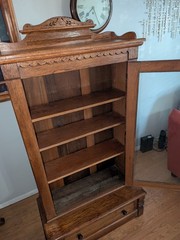 Merrill Farm Co. Bangor maine Oak Cabinet Hutch Cupboard Marked Very Rare 19th C