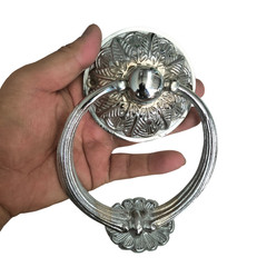 Solid Brass Antique Flower Design Door Knocker, Heavy Front Door Banger